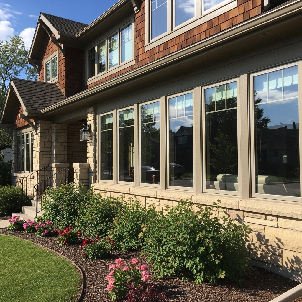 Sparkling clean windows on a Denver craftsman home