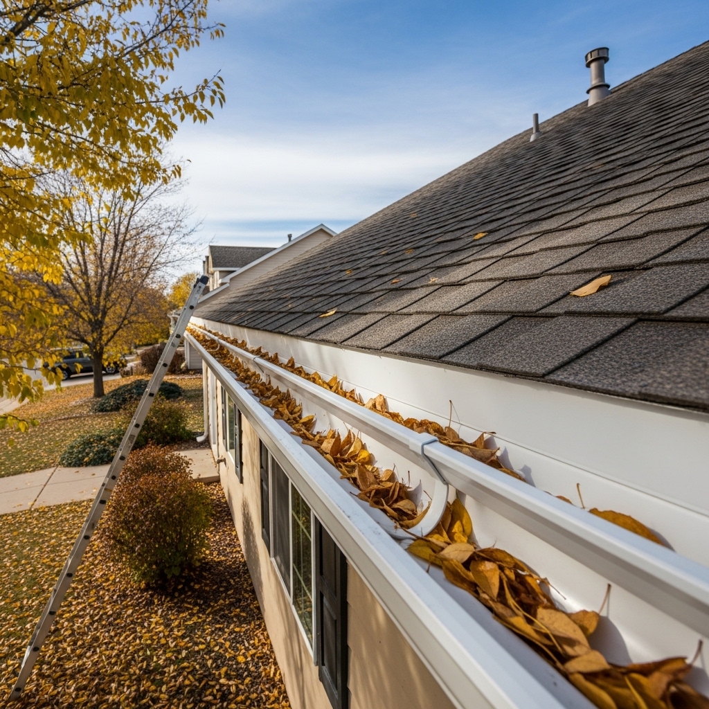 Clean residential gutters after professional gutter cleaning service