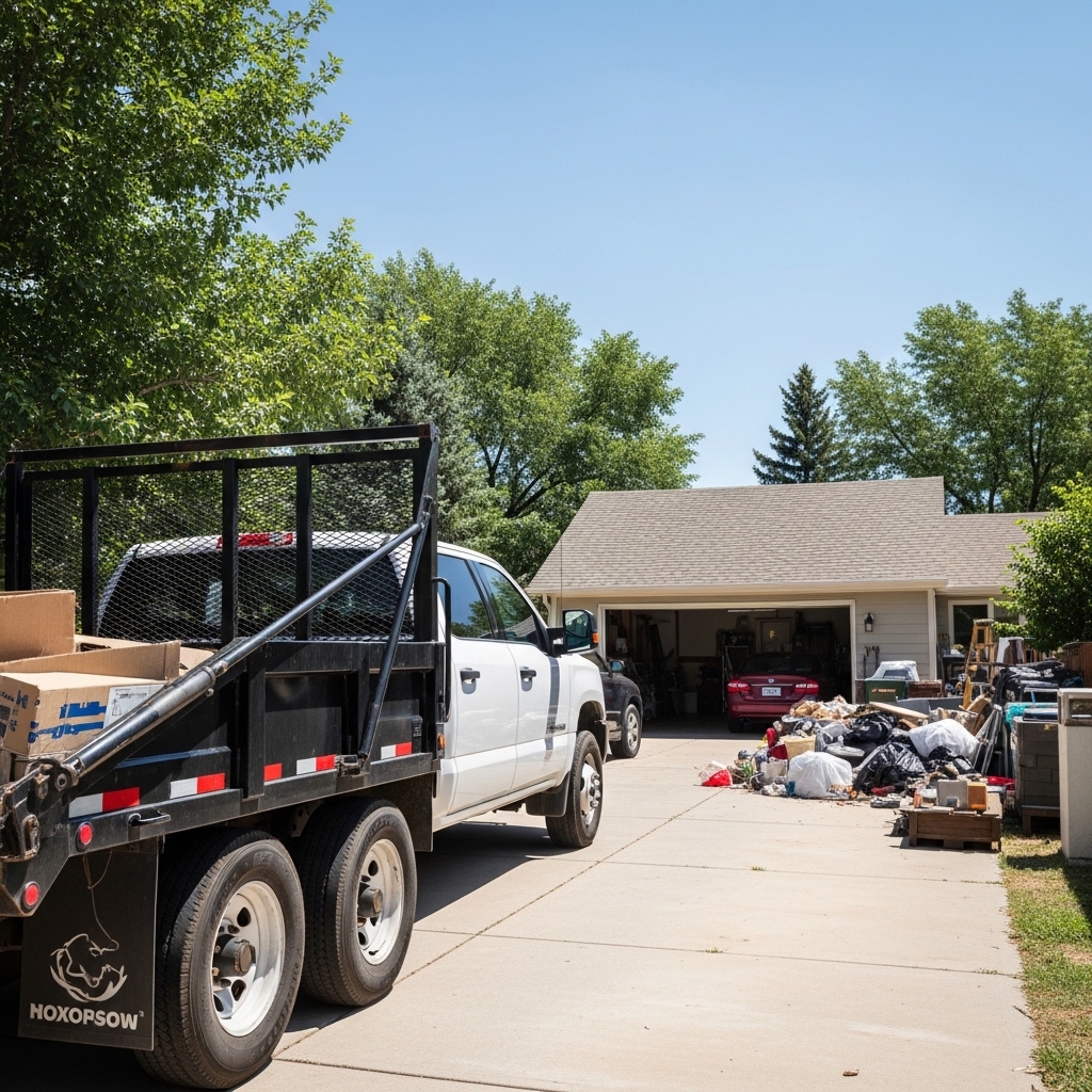 Professional junk removal service completing a residential cleanout